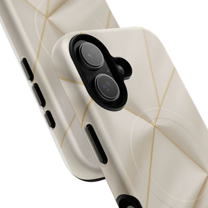 Beige Gold Geometric Luxury Series iPhone Case with MagSafe