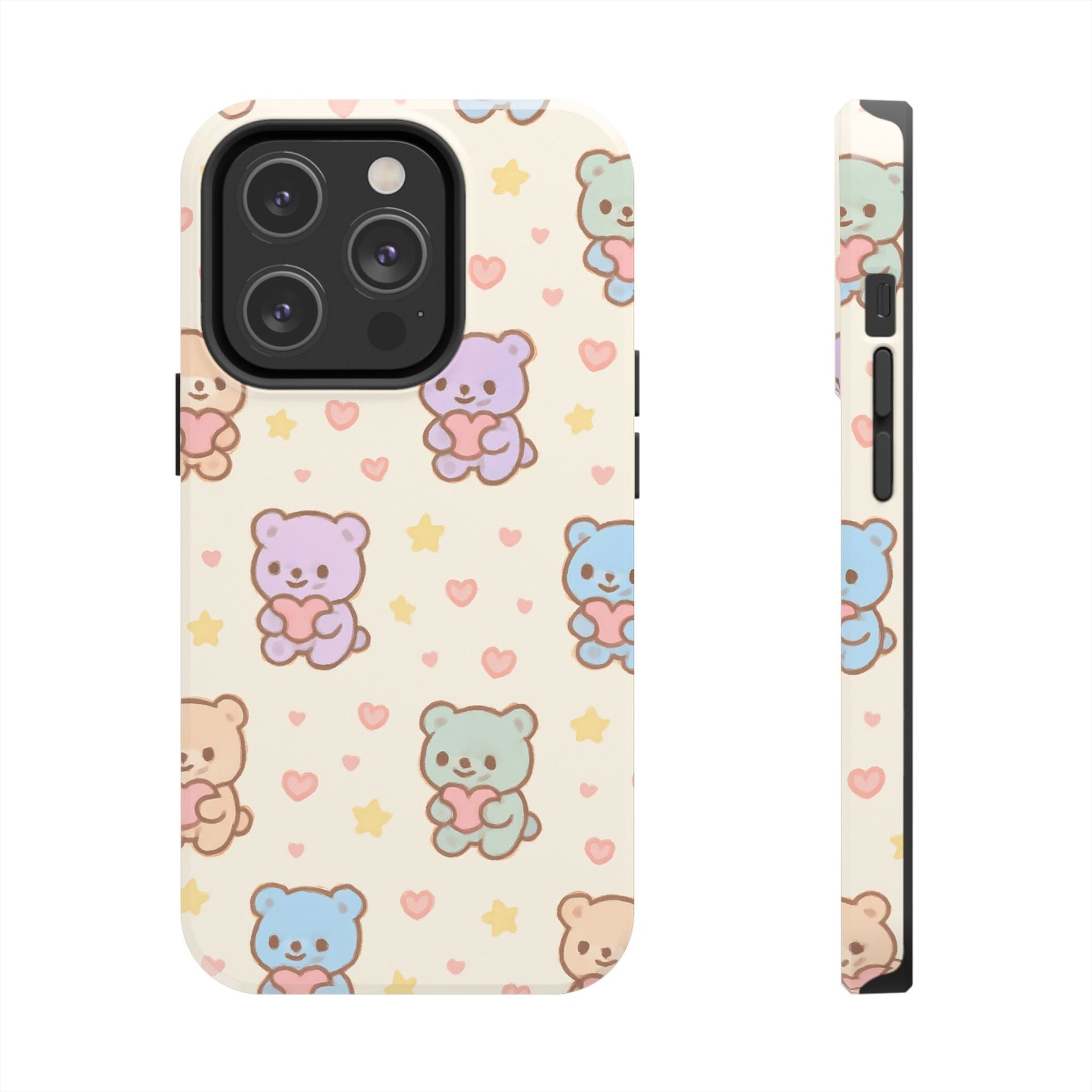 Cute Pastel Bear Impact Phone Case | Heart & Star Kawaii Pattern  Shamo's iPhone 14 Pro