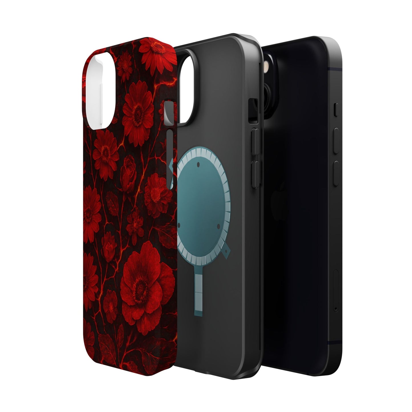 Melted Lava Dark Red Floral iPhone Case — MagSafe Compatible  Shamo's