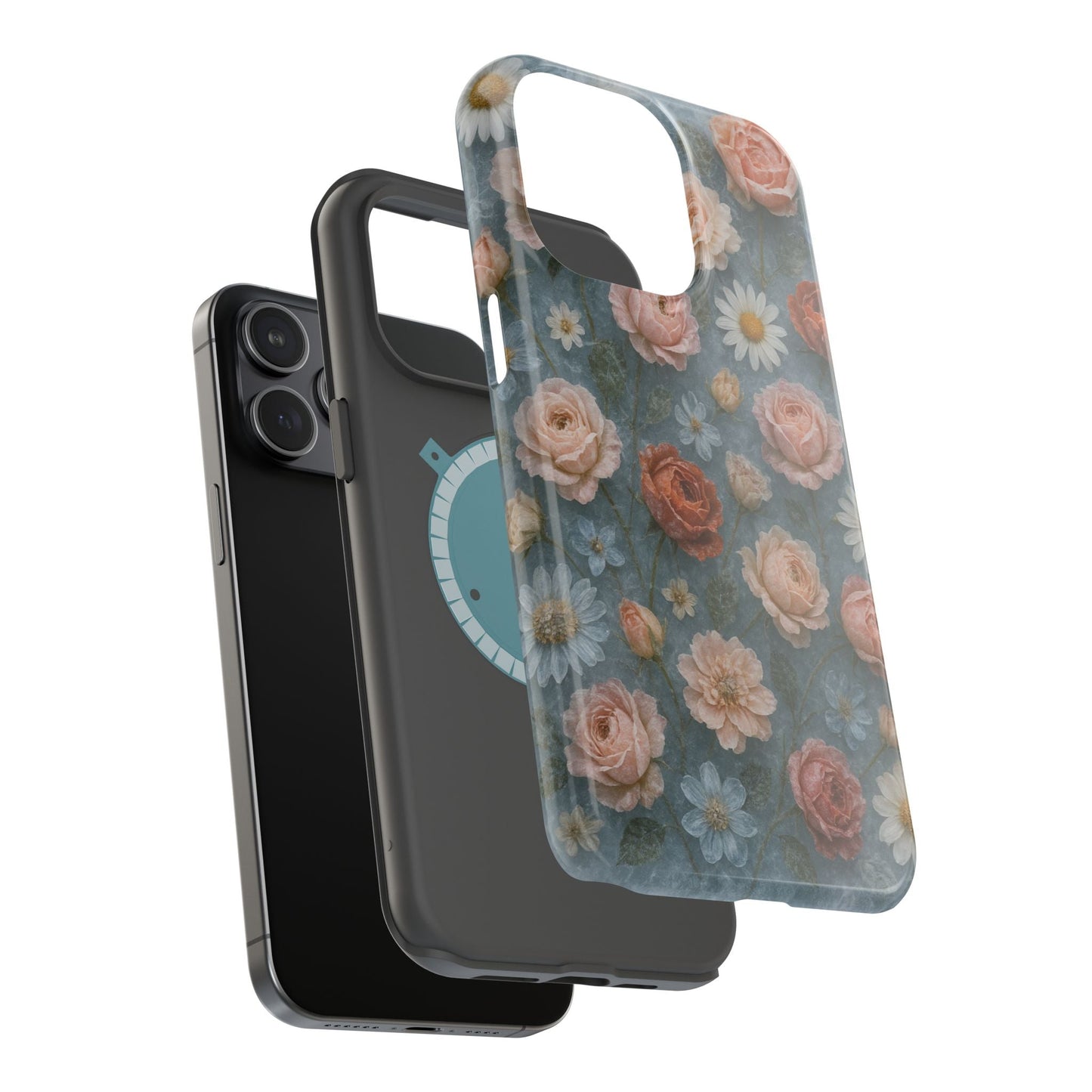 Frozen Floral Vintage Roses & Daisies iPhone Case with MagSafe compatibility  Shamo's