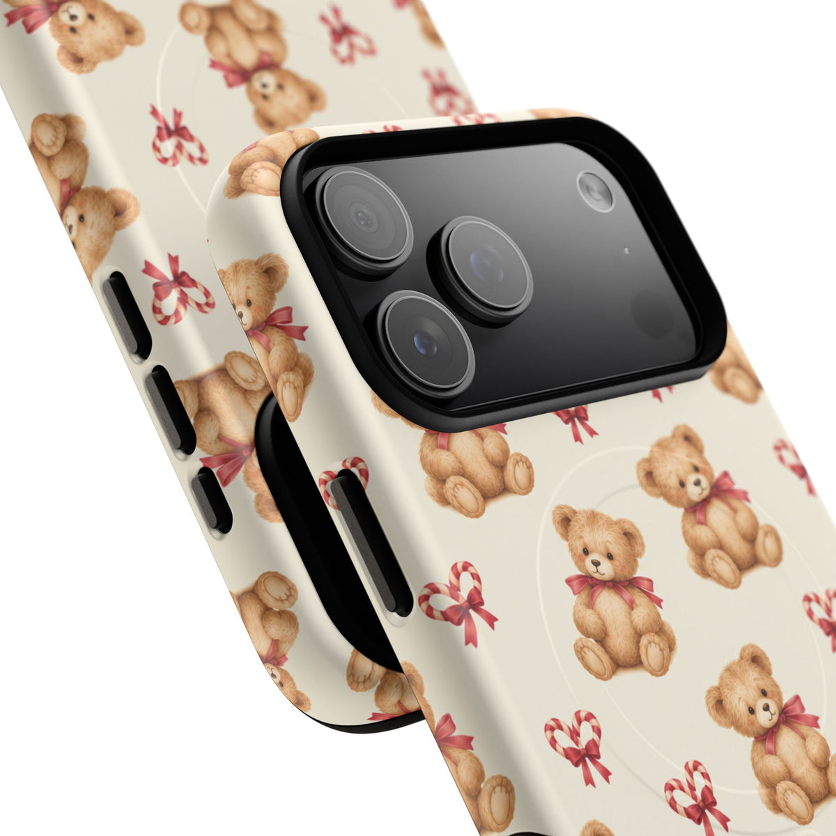 Coque iPhone Ourson des fêtes et sucres d’orge en forme de cœur avec MagSafe