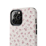 Rosebud Floral Tough iPhone Case — Pink Vintage Flower Protective Cover - iPhone 17 - Shamo's
