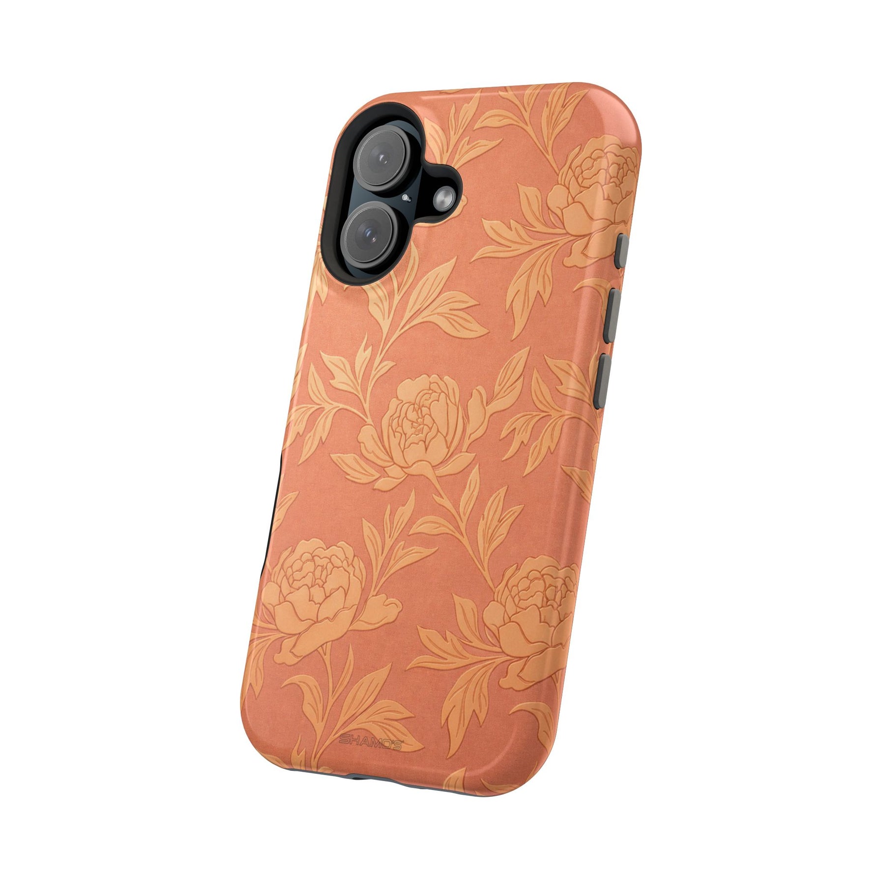 Floral Rose Gold Magnetic Impact-Resistant iPhone Case, MagSafe Compatible - iPhone 17 / Glossy - Shamo's