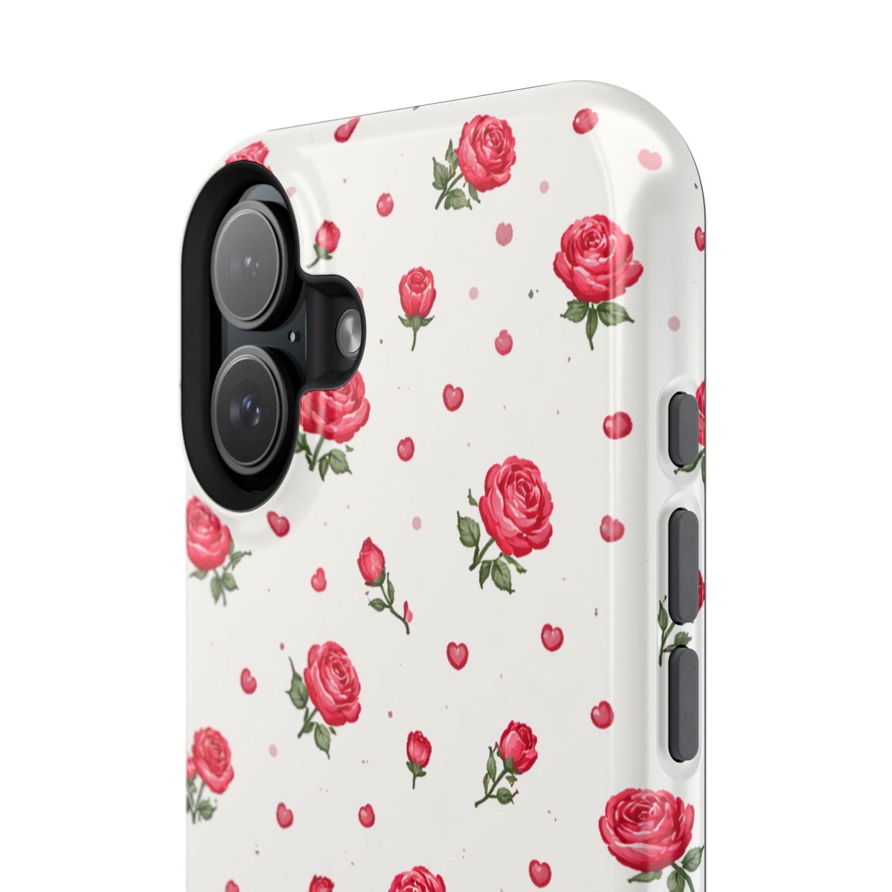 Rose Pattern Impact-Resistant iPhone Case | MagSafe