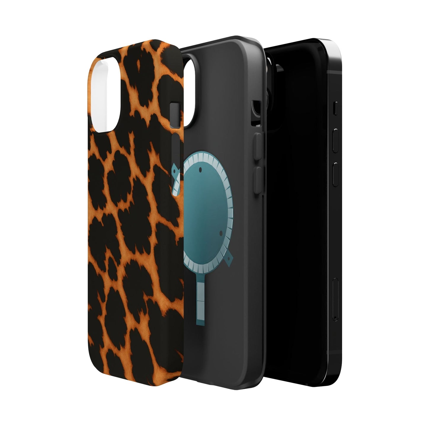 Leopard Print Impact-Resistant iPhone Case with MagSafe compatibility