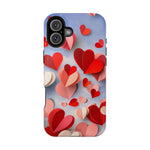 3D Paper Hearts Valentine Love iPhone Case with MagSafe Compatibility, Personalizable - iPhone 16 Plus / Glossy - Shamo's