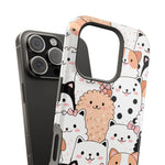 Cute Cartoon Cats & Puppies Phone Case with MagSafe Compatibility