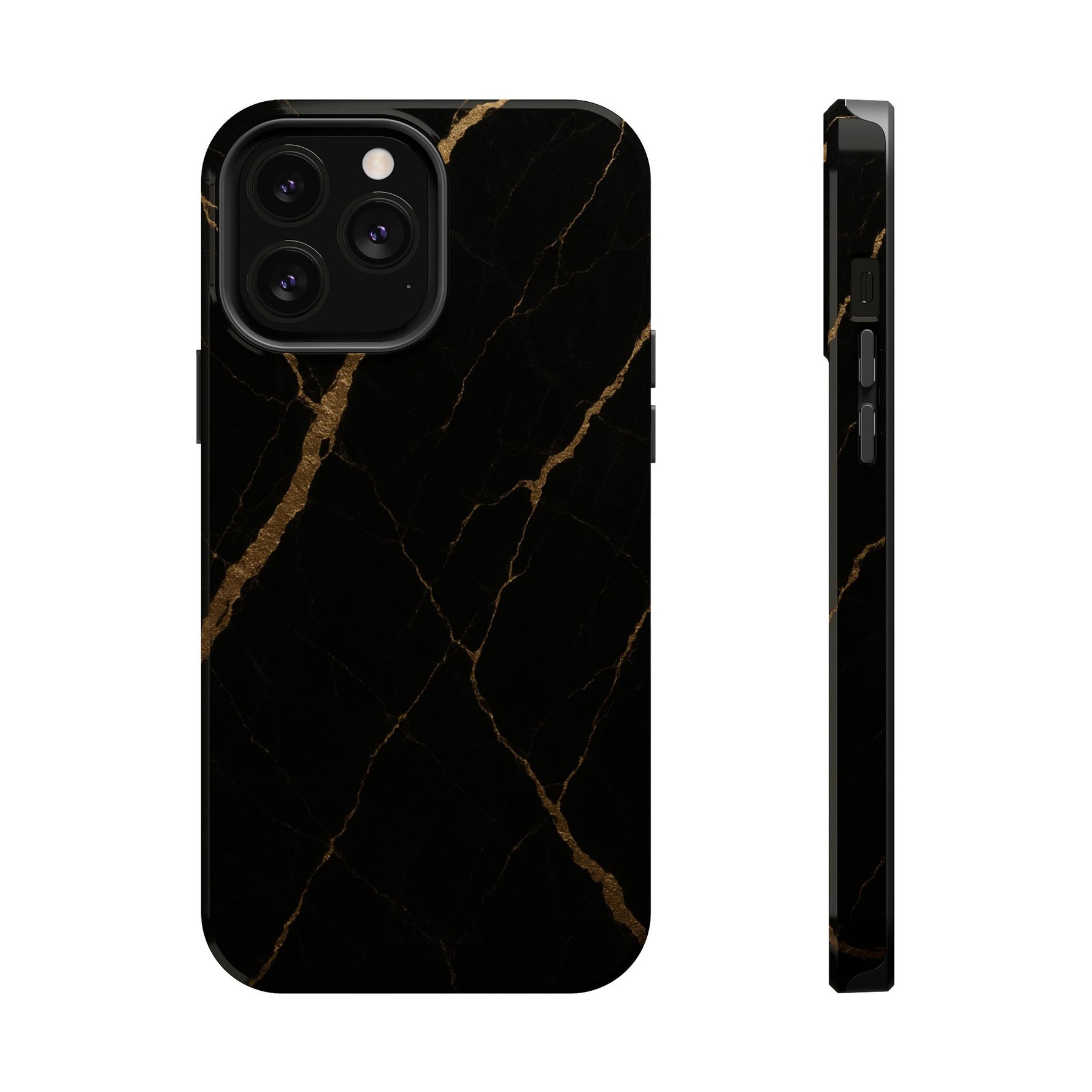 Black & Gold Marble iPhone Case with MagSafe - iPhone 13 Pro Max / Glossy - Shamo's