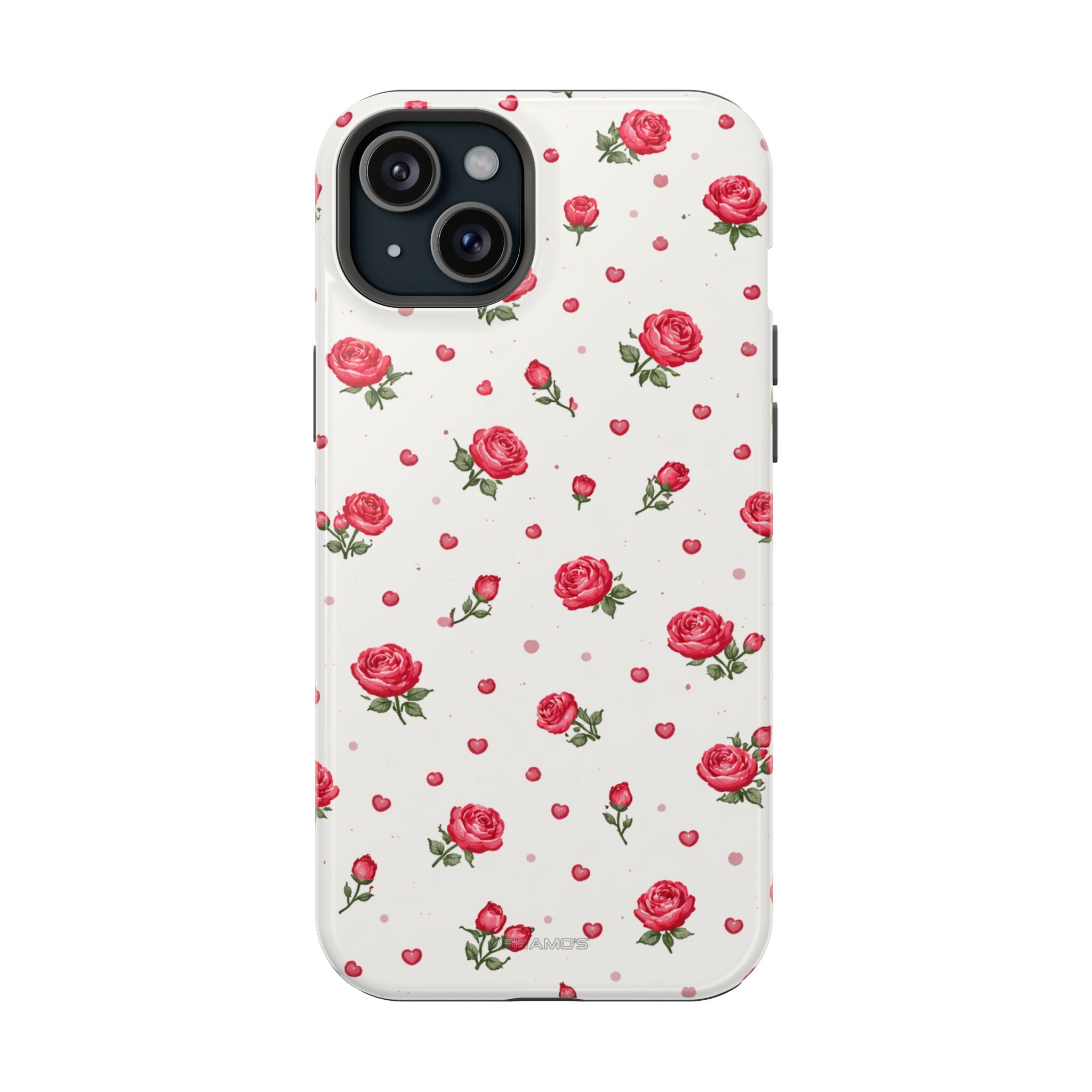 Rose Pattern Impact-Resistant iPhone Case | MagSafe - iPhone 15 Plus / Glossy - Shamo's