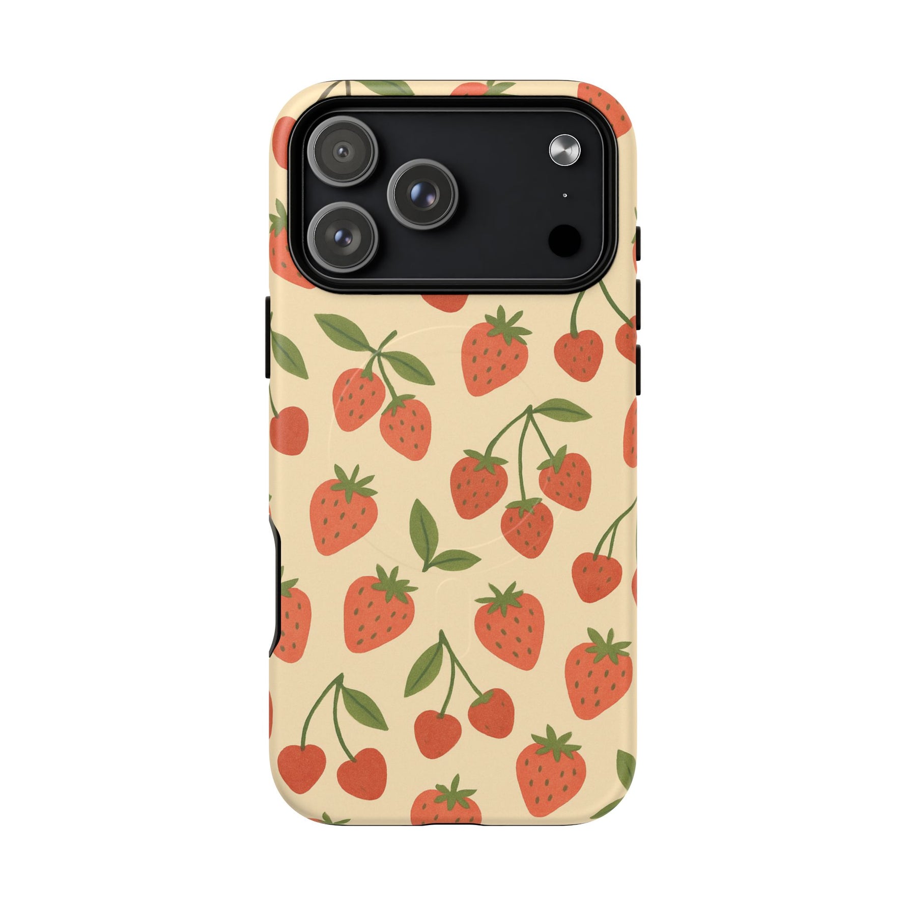 Strawberry Cherry Fruit Pattern iPhone Case | MagSafe Compatible - Shamo's
