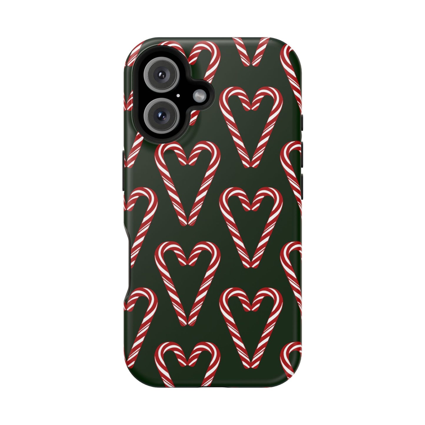 Candy Cane Heart MagSafe Impact-Resistant iPhone Case