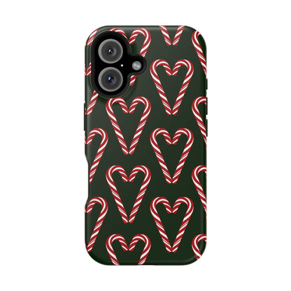 Candy Cane Heart MagSafe Impact-Resistant iPhone Case