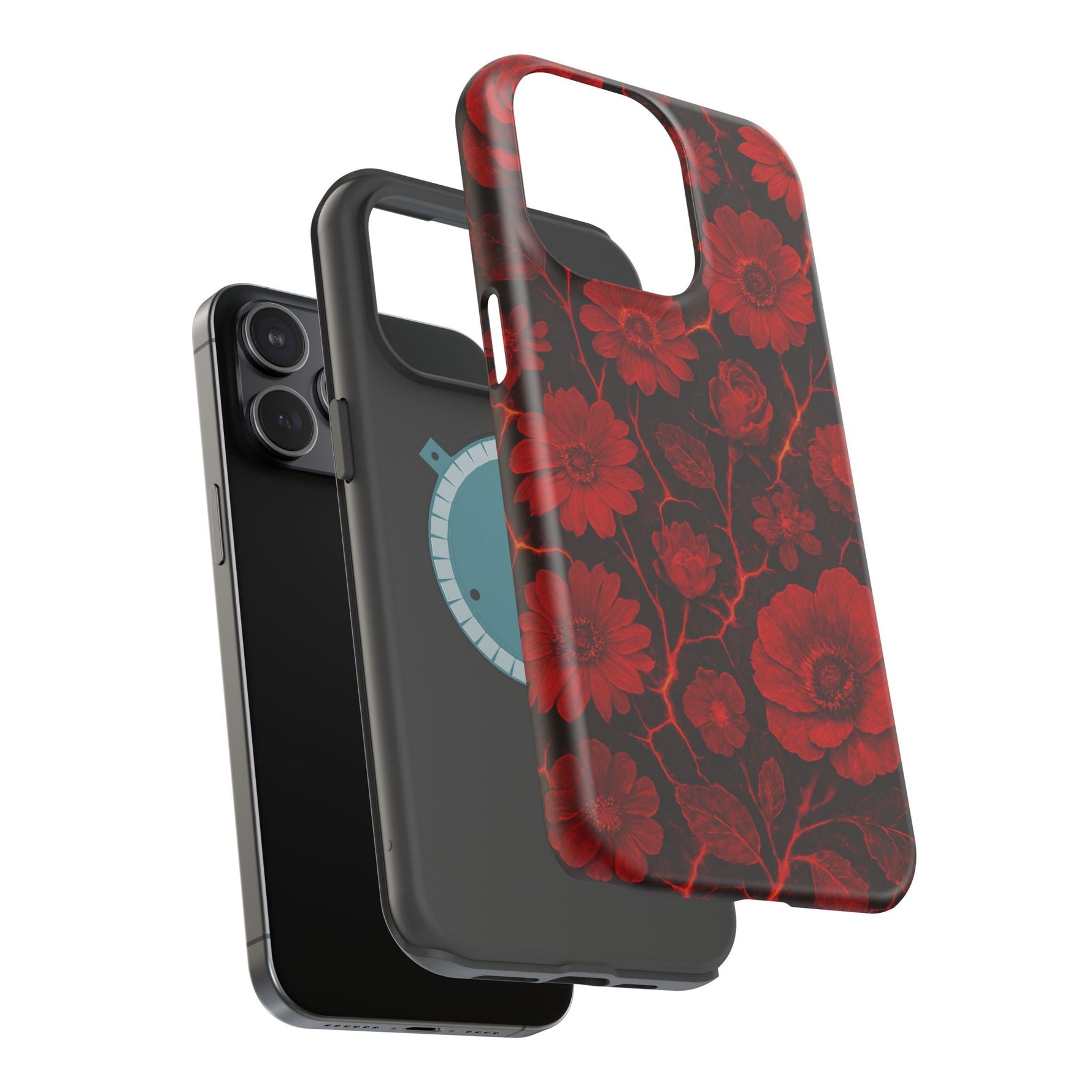 Melted Lava Dark Red Floral iPhone Case — MagSafe Compatible  Shamo's