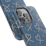 Lasso Hearts – Blue Western Heart MagSafe Phone Case, glossy square triple-camera Pro model, camera and side-button close-up