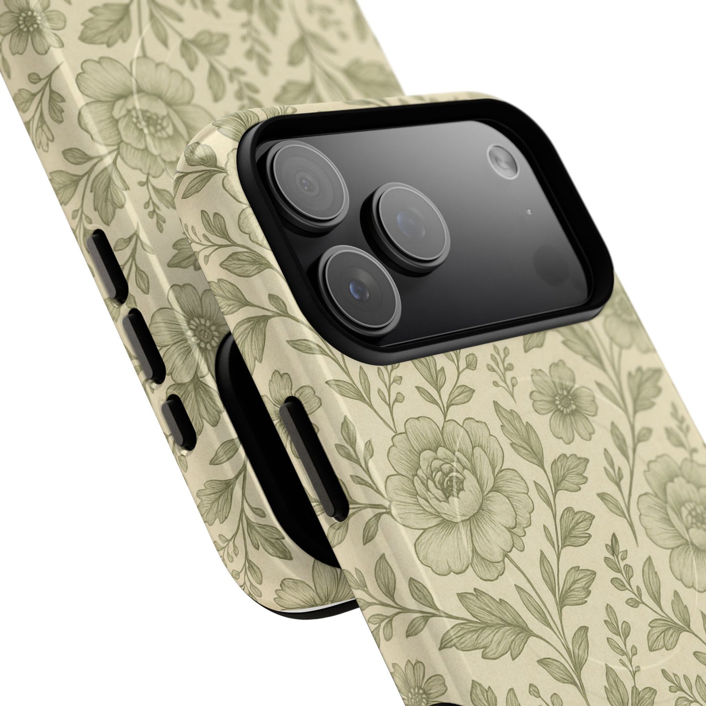 Sage Pattern Vintage Floral iPhone Case | Compatible with MagSafe