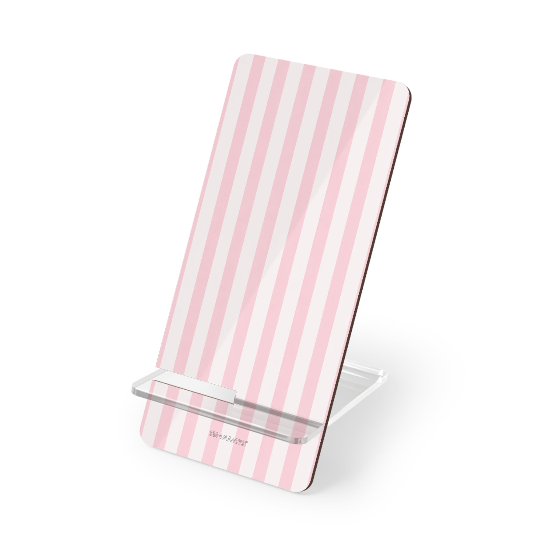 Pink Stripe Phone Stand — Foldable Mobile Display Stand for Smartphones