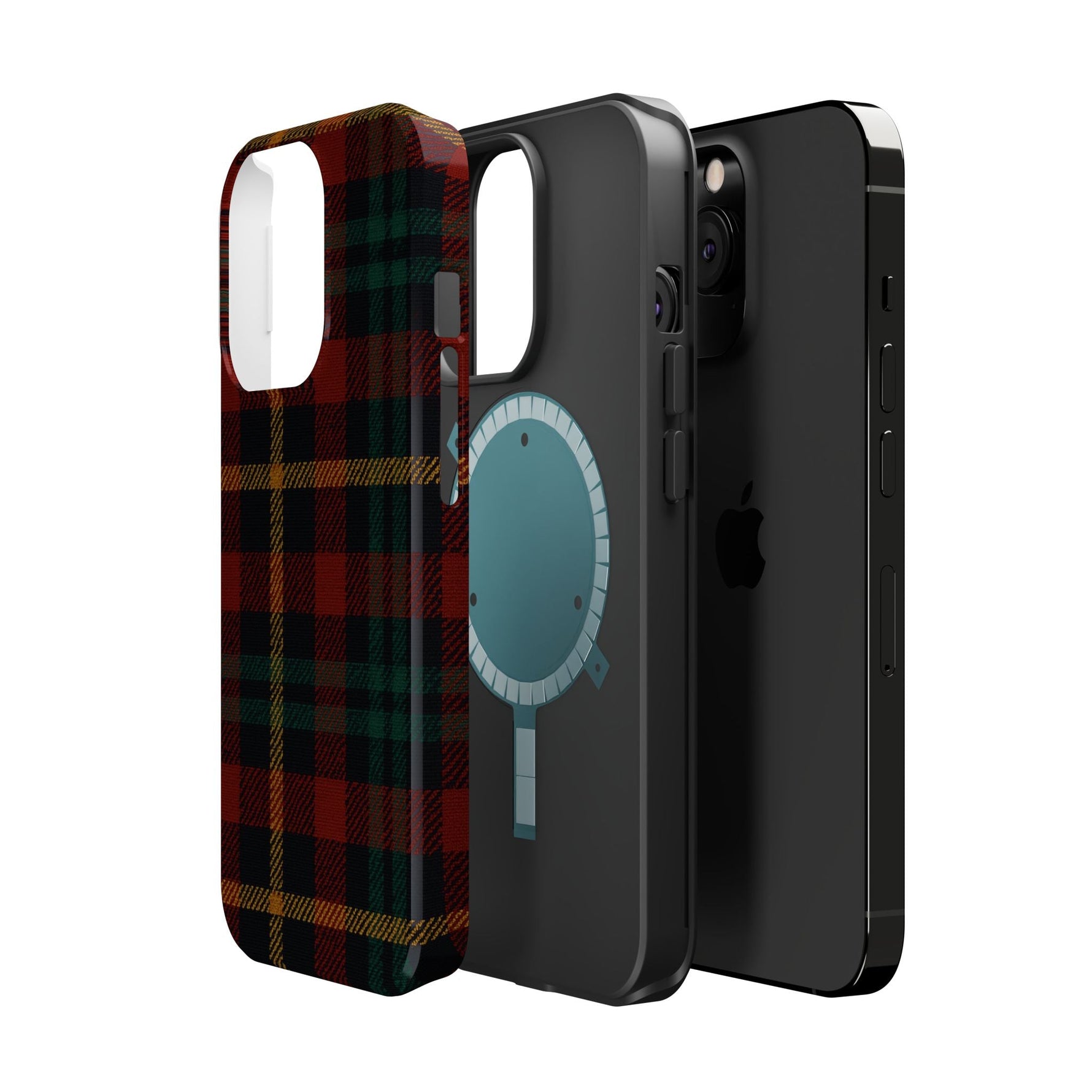 Plaid Impact-Resistant iPhone Case — Red Green Tartan Holiday Theme with MagSafe  Shamo's