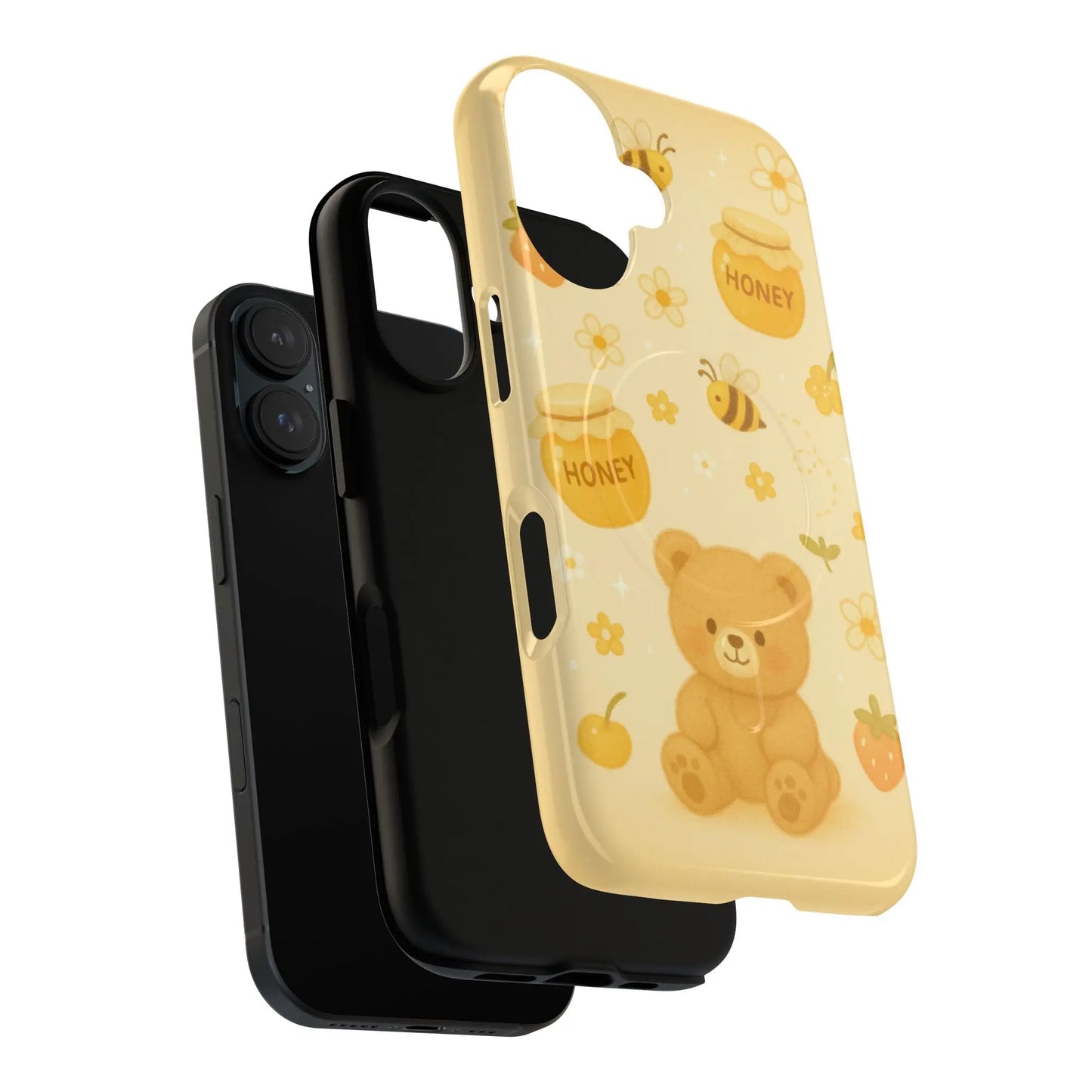 Cute Honey Teddy Bear iPhone Case — Yellow Bee & Honey Pot Design with MagSafe  Shamo's