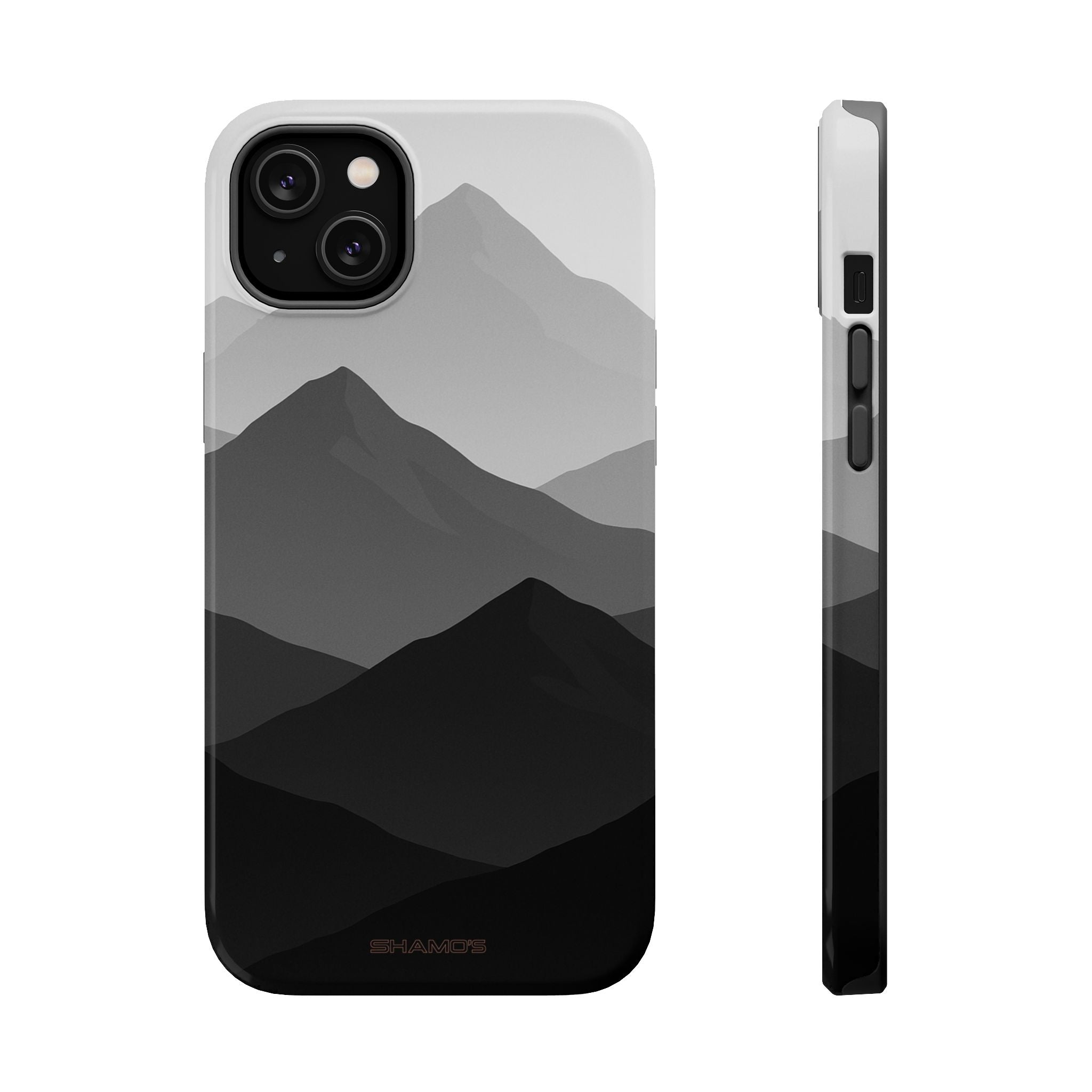 Monochrome Mountain Design iPhone Case | MagSafe - iPhone 14 Plus / Glossy - Shamo's