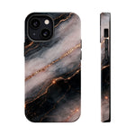 Marbled Black & Rose Gold Magnetic MagSafe Compatible Phone Case — Impact-Resistant