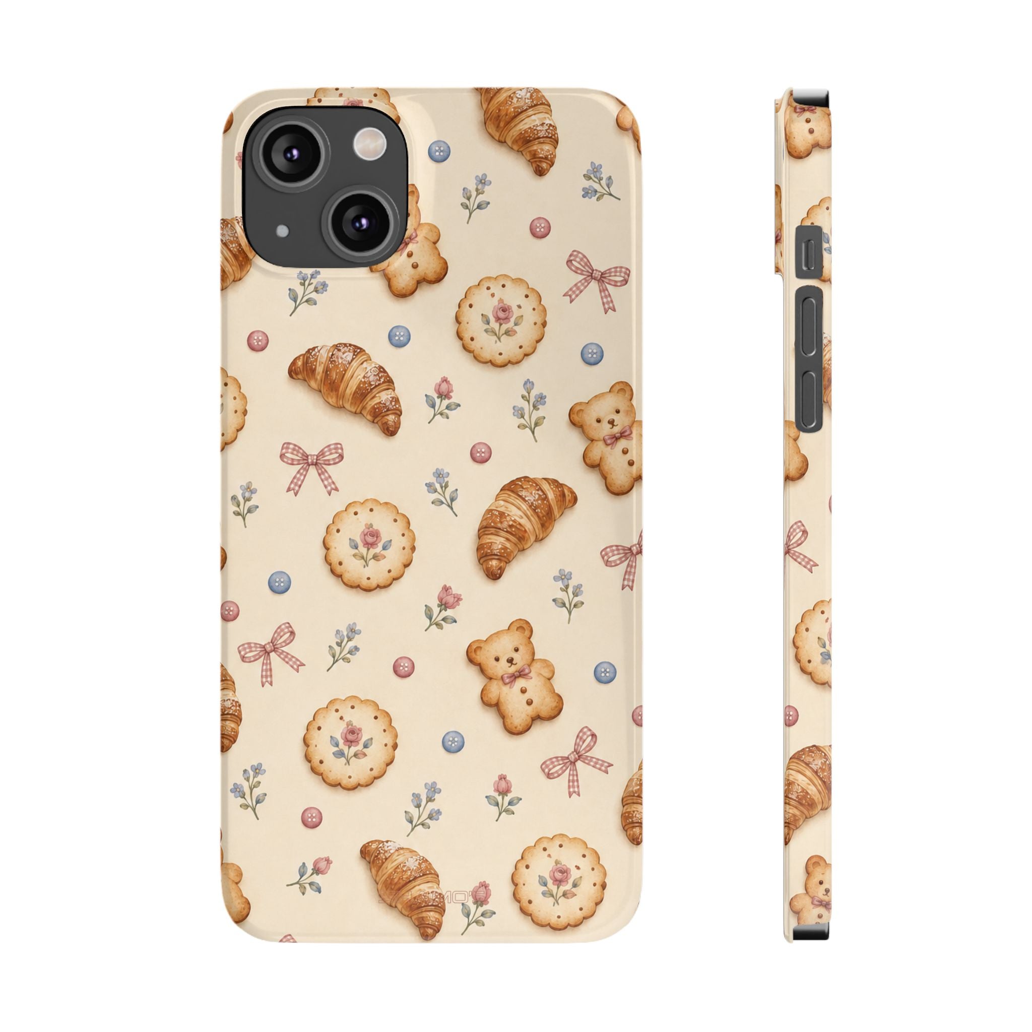 Slanke iPhone-hoes — knus bak- en teddybeerpatroon (recept, hert, knopen)