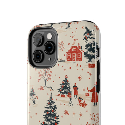Winter Village Holiday Tough iPhone Case — Vintage Holidays & Snow Scene