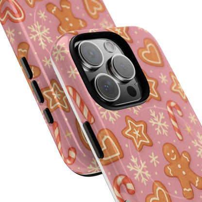 Pink Gingerbread Holiday iPhone Case with MagSafe compatibility