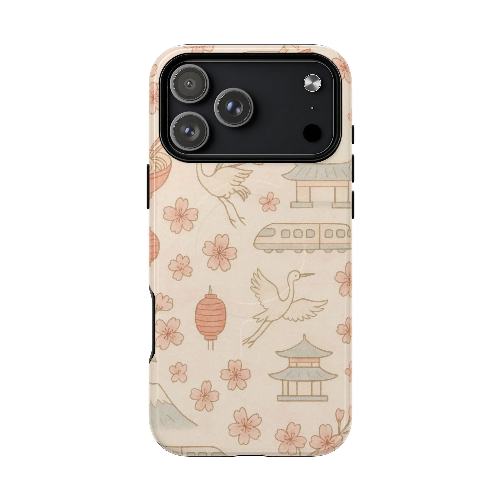 Japan Hand-Drawn Cherry Blossom iPhone Case with MagSafe  Shamo's iPhone 17 Pro Max / Glossy