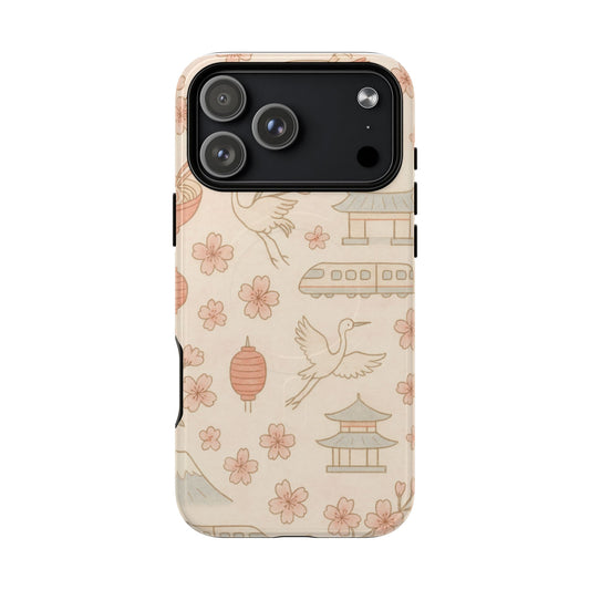 Japan Hand-Drawn Cherry Blossom iPhone Case with MagSafe
