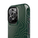 Topographic Green Magnetic Impact-Resistant iPhone Case | MagSafe compatible