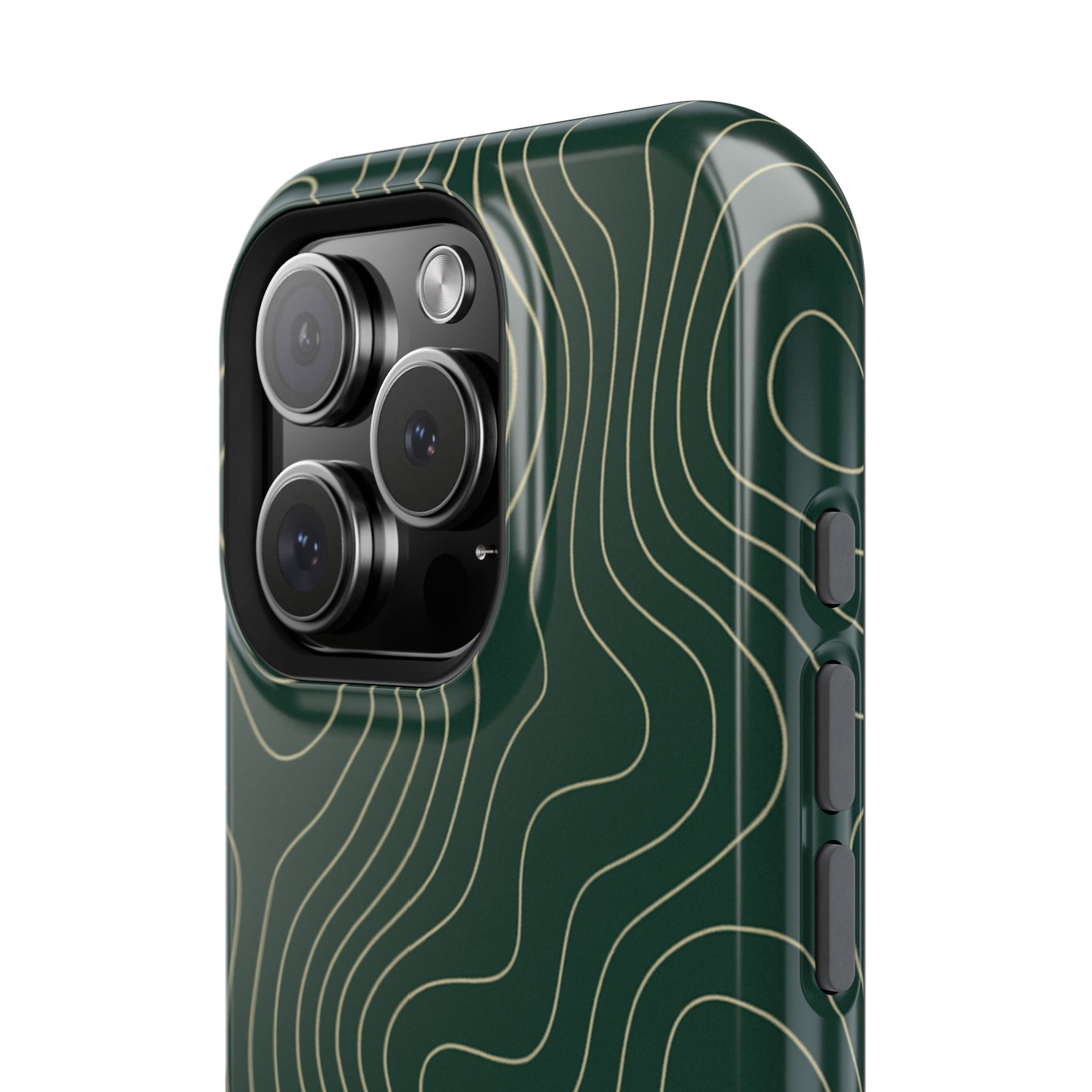 Topographic Green Magnetic Impact-Resistant iPhone Case | MagSafe compatible