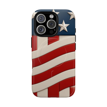 Patriotic iPhone Cases - MagSafe Tough American Flag Design