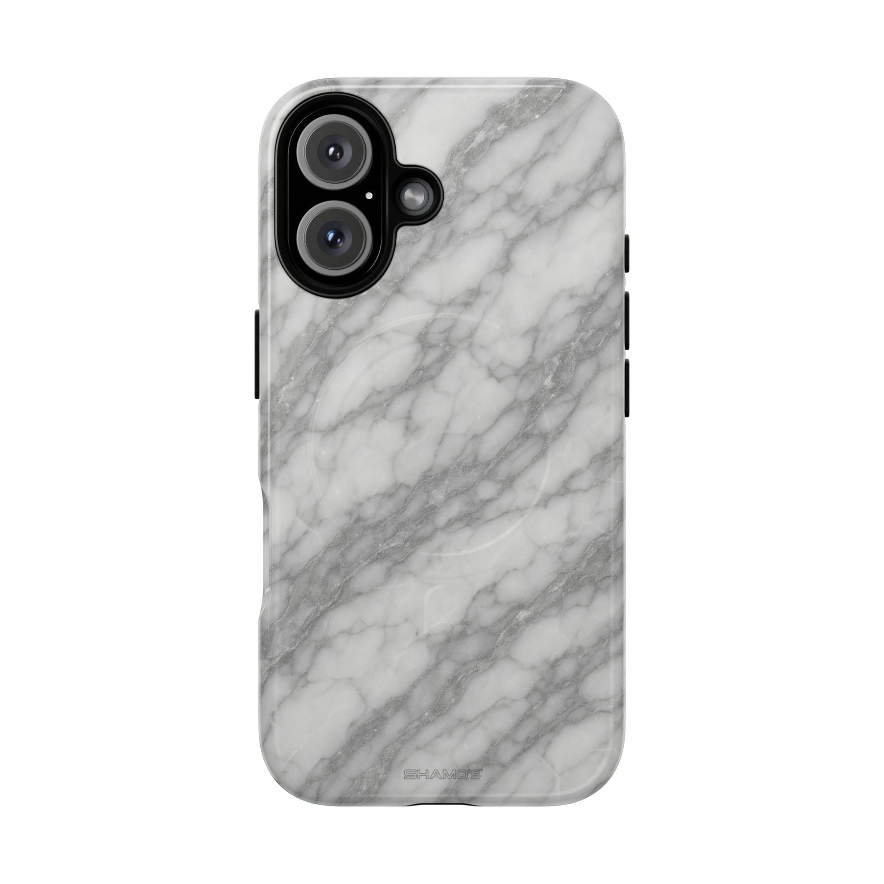 Silver Mist Marble iPhone Case with MagSafe - iPhone 16 / Glossy - Shamo's
