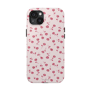 Pink Rose Pattern Tough Phone Case — Impact-Resistant Protective Cover - iPhone 15 Plus - Shamo's