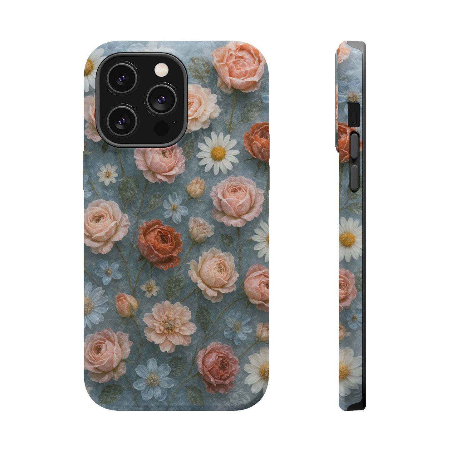 Frozen Floral Vintage Roses & Daisies iPhone Case with MagSafe compatibility  Shamo's iPhone 14 Pro Max / Matte
