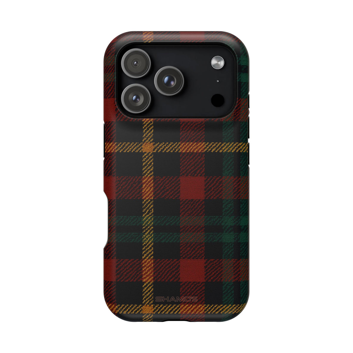 Funda para iPhone resistente a impactos con diseño de cuadros escoceses rojos y verdes con MagSafe