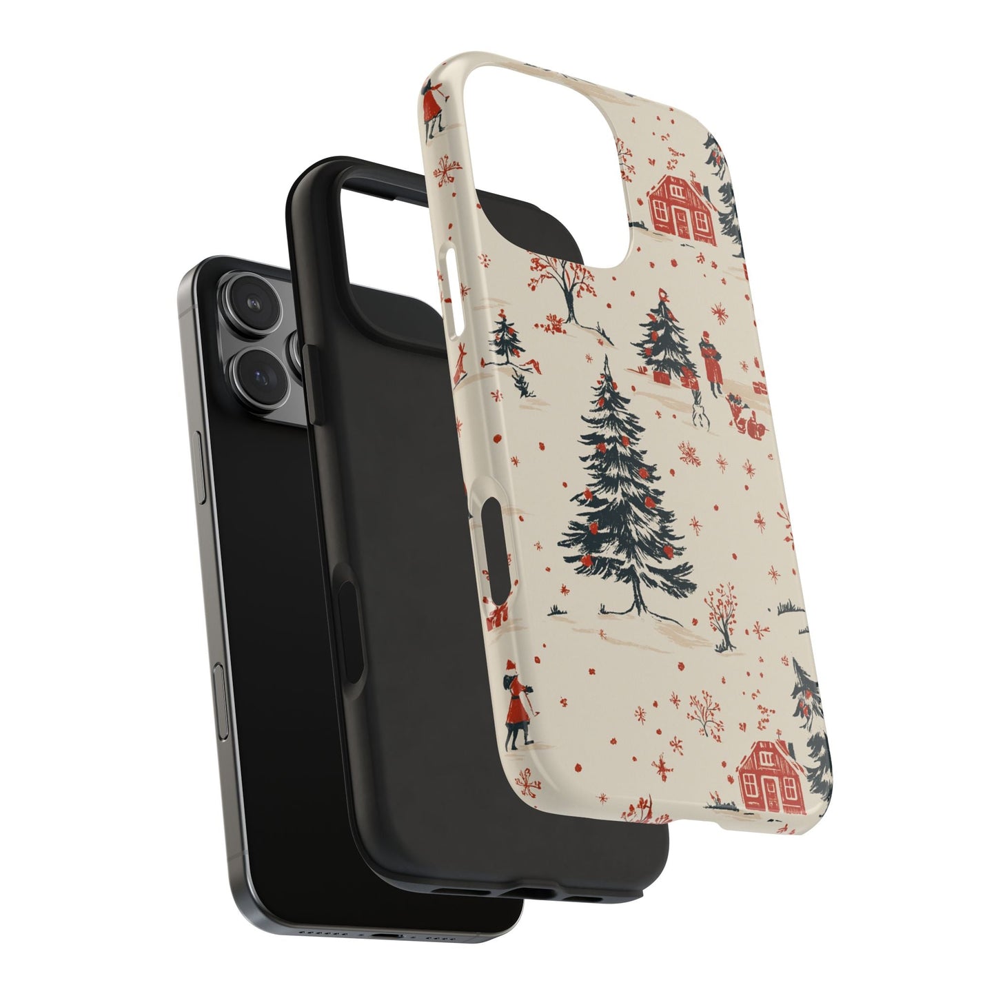 Winter Village Holiday Tough iPhone Case — Vintage Holidays & Snow Scene