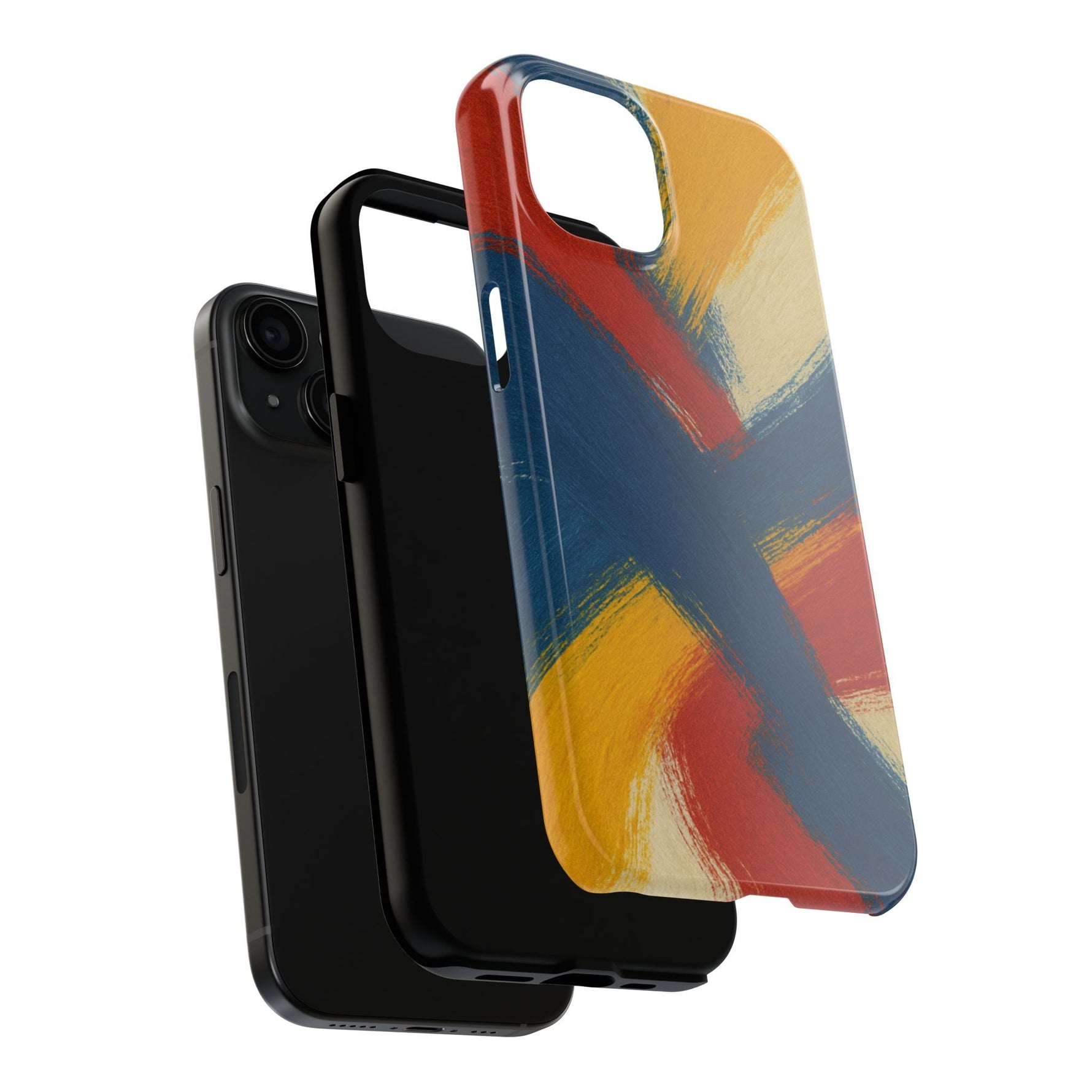 Abstract Brushstroke Tough Phone Case — Colorful Red, Blue & Yellow Protective Cover  Shamo's