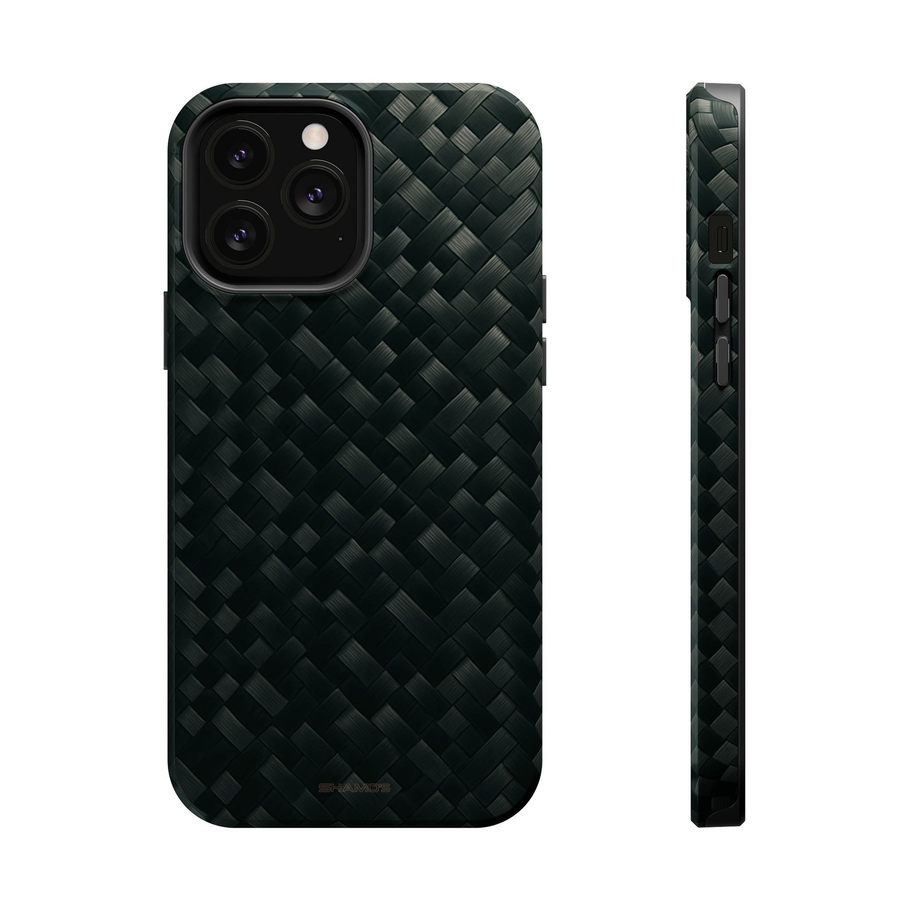 Dark Carbon Fiber Texture Magnetic Impact-Resistant iPhone Case | MagSafe compatible - iPhone 13 Pro Max / Glossy - Shamo's