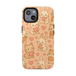 Cozy Critter Friends iPhone Case — Cute Bunny & Kitten Heart Pattern with MagSafe - Shamo's