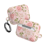 Floral Rose AirPod Case, Pink Vintage Rosebud Protective Cover - AirPods Pro Gen 1 / White / Glossy - Shamo's