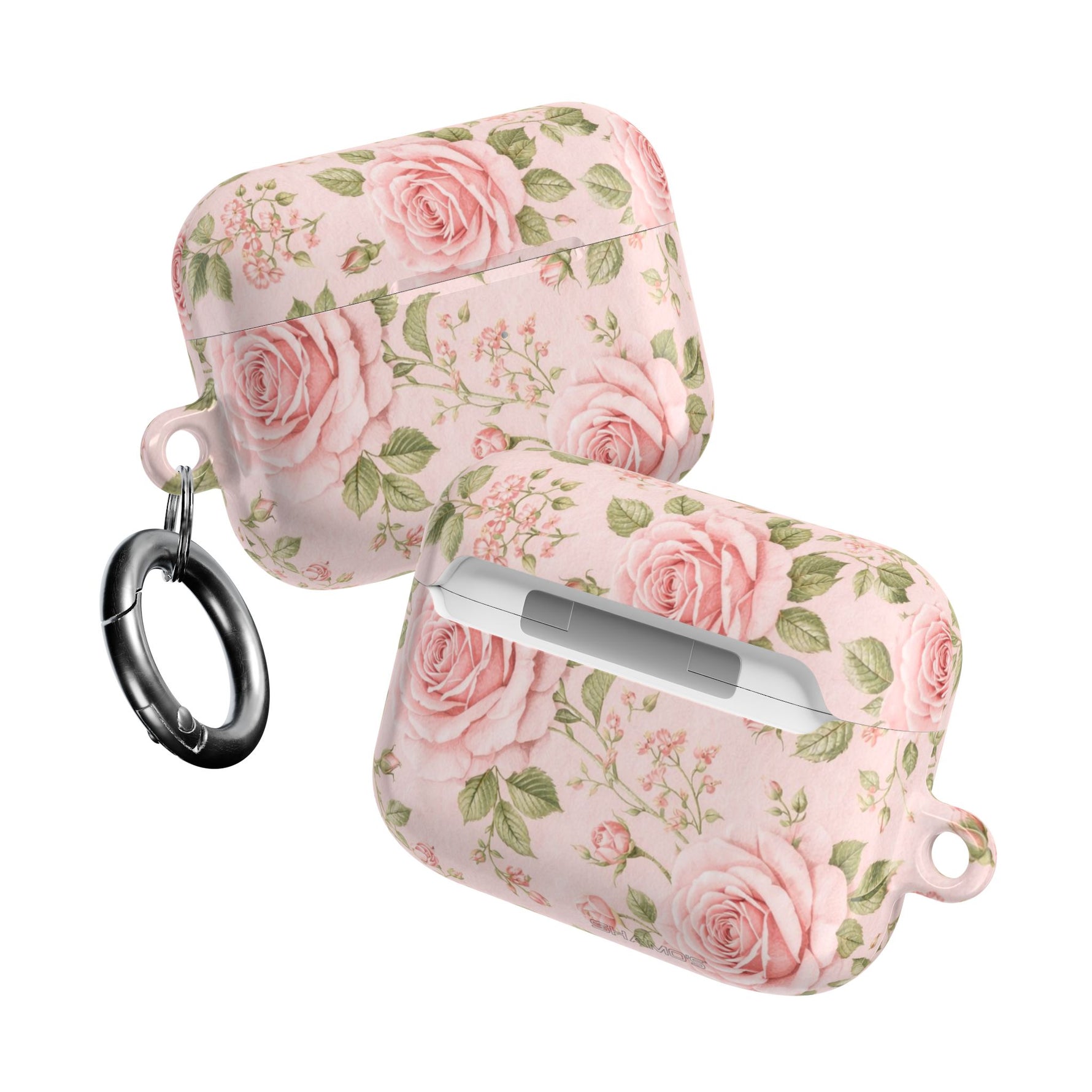 Floral Rose AirPod Case, Pink Vintage Rosebud Protective Cover - AirPods Pro Gen 1 / White / Glossy - Shamo's