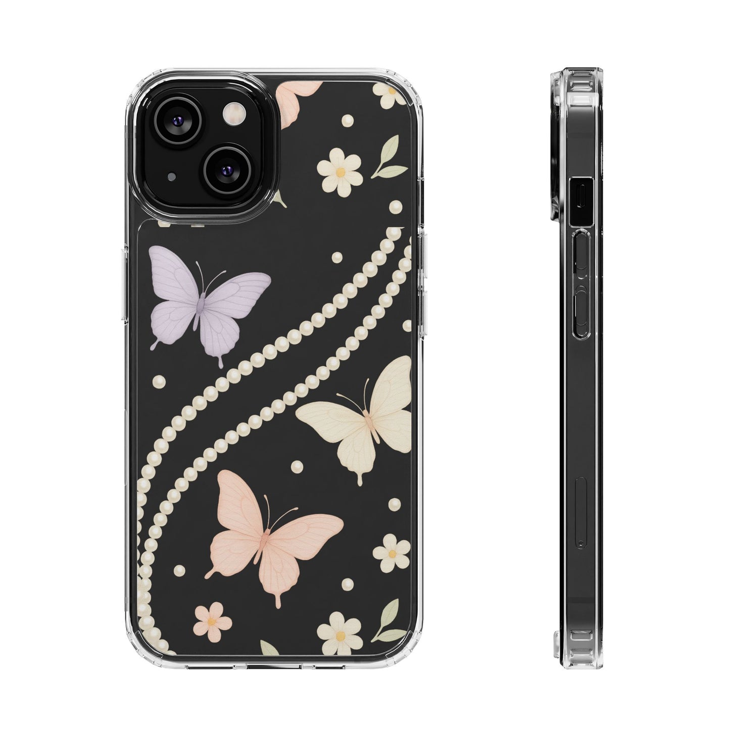 Butterfly Pearl Impact-Resistant Clear iPhone Case - Shamo's