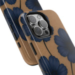 Navy Floral Tough iPhone Case — Durable Protective Case with Blue Flowers on Kraft Background  Shamo's