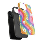 Funda de teléfono resistente a impactos con efecto cascada de colores Rainbow Daisy
