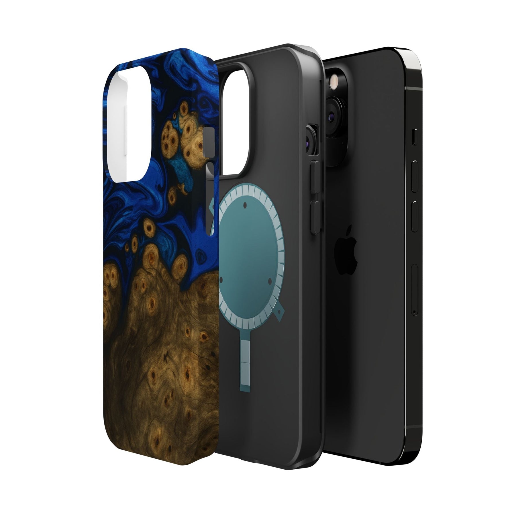 Blue Swirl & Burl Wood Impact iPhone Case | MagSafe compatible  Shamo's