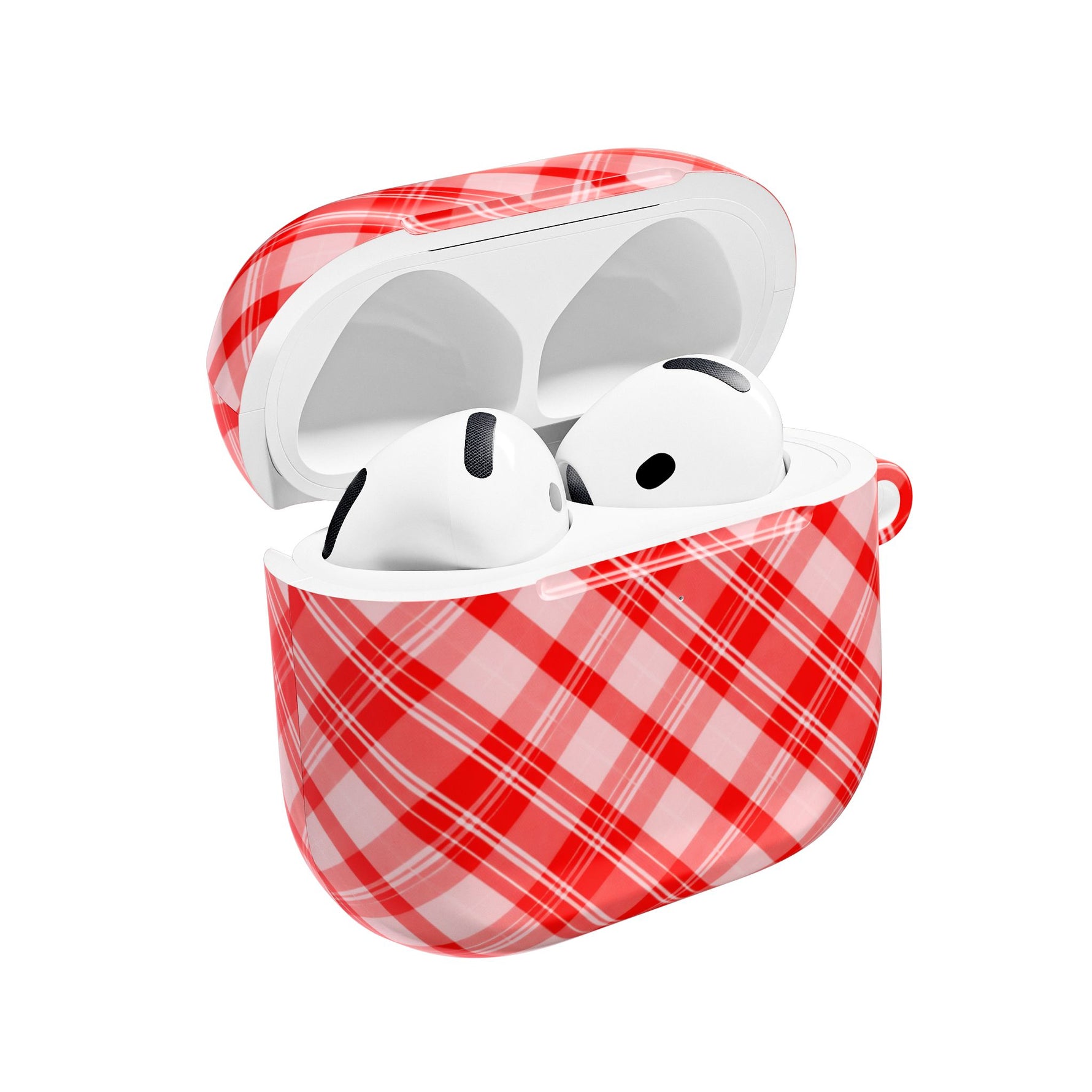 Red Plaid AirPod Case – Festive Check Pattern Protective Cover