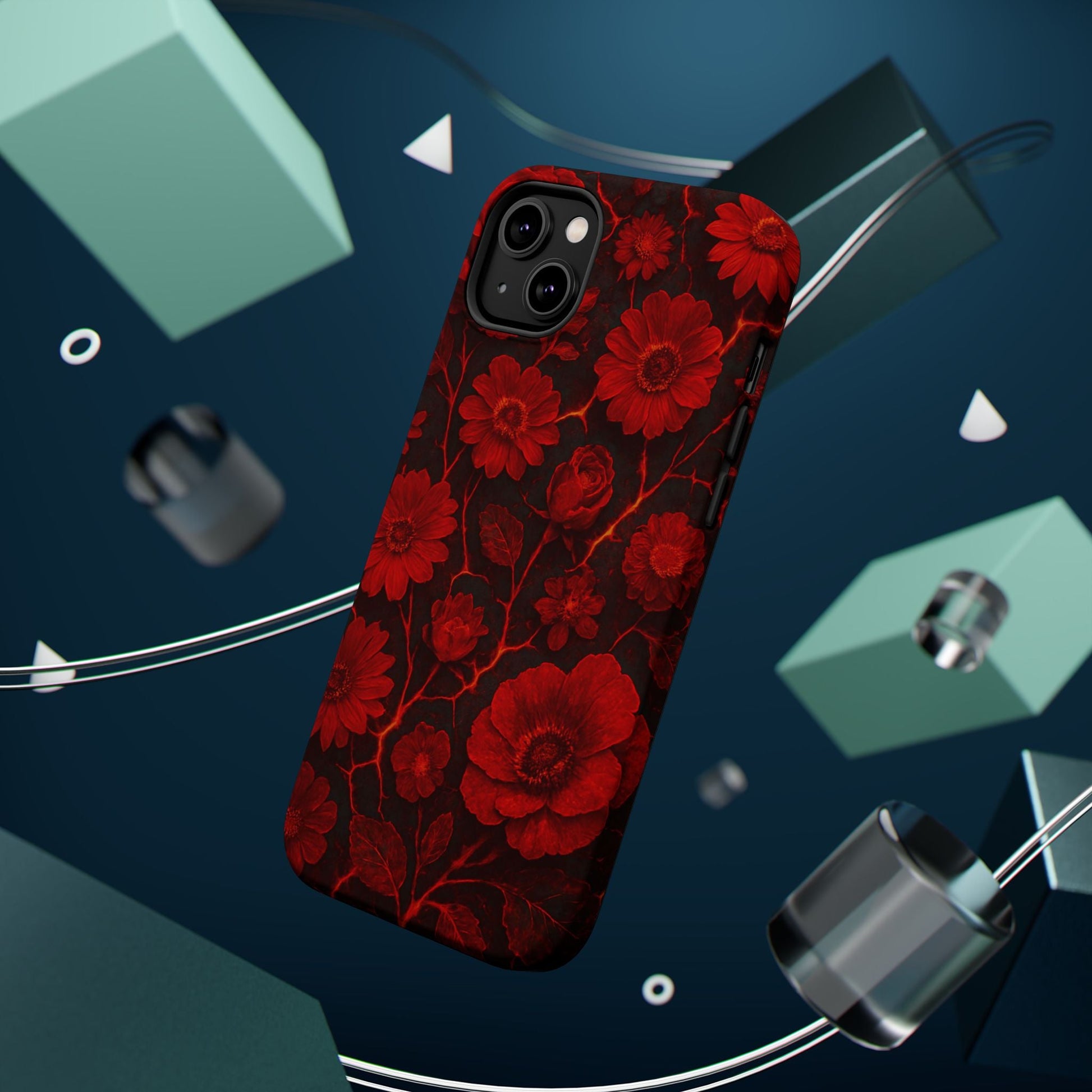 Melted Lava Dark Red Floral iPhone Case — MagSafe Compatible  Shamo's