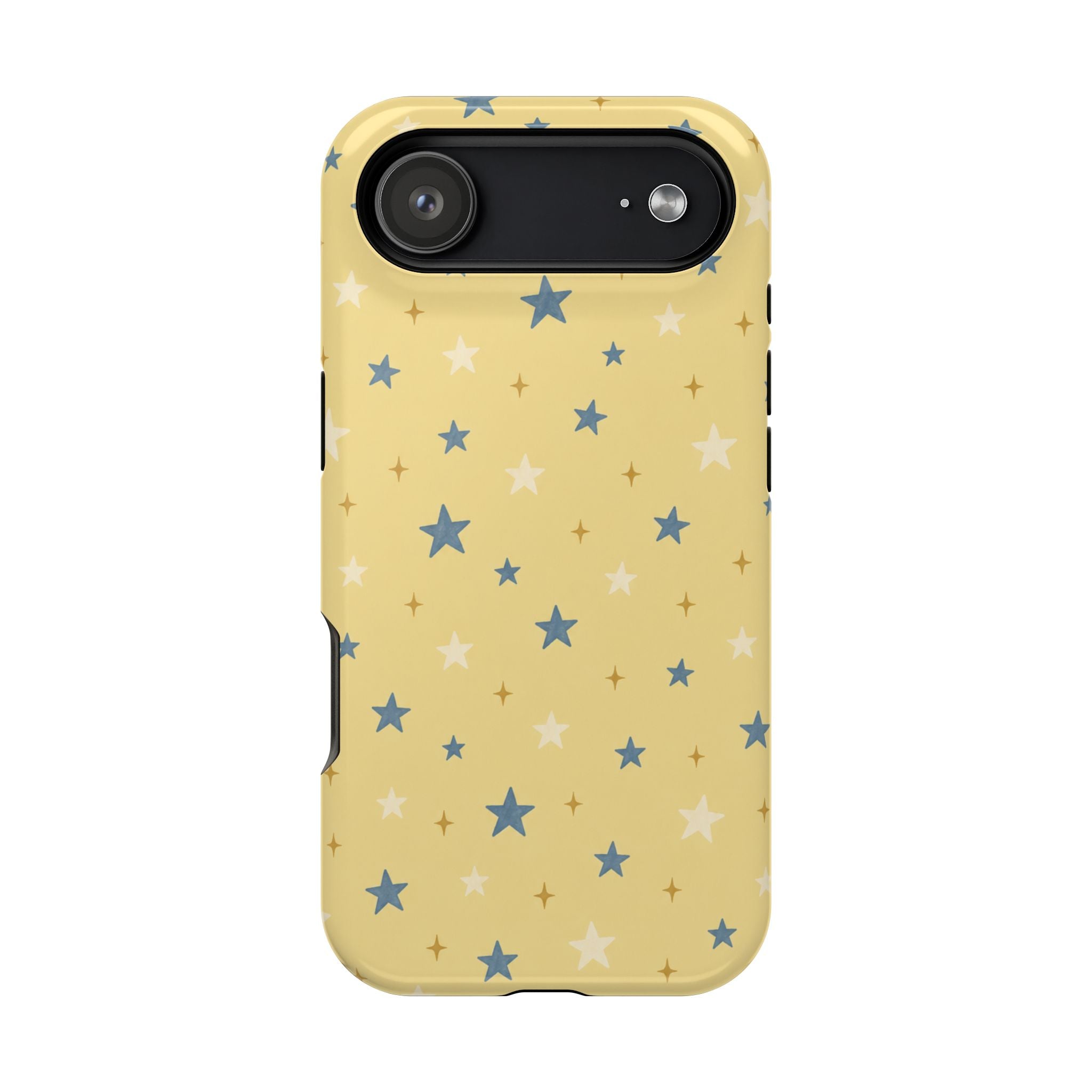 Prairie Stars – Yellow and Blue Star MagSafe Phone Case, glossy iPhone 17 Air, rear view