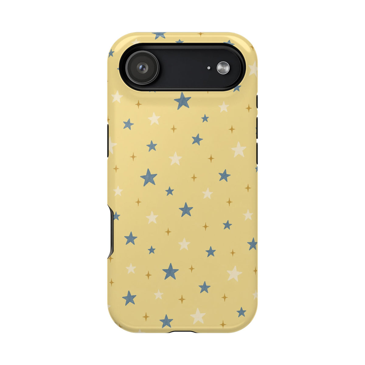 Prairie Stars – Yellow and Blue Star MagSafe Phone Case, glossy iPhone 17 Air, rear view